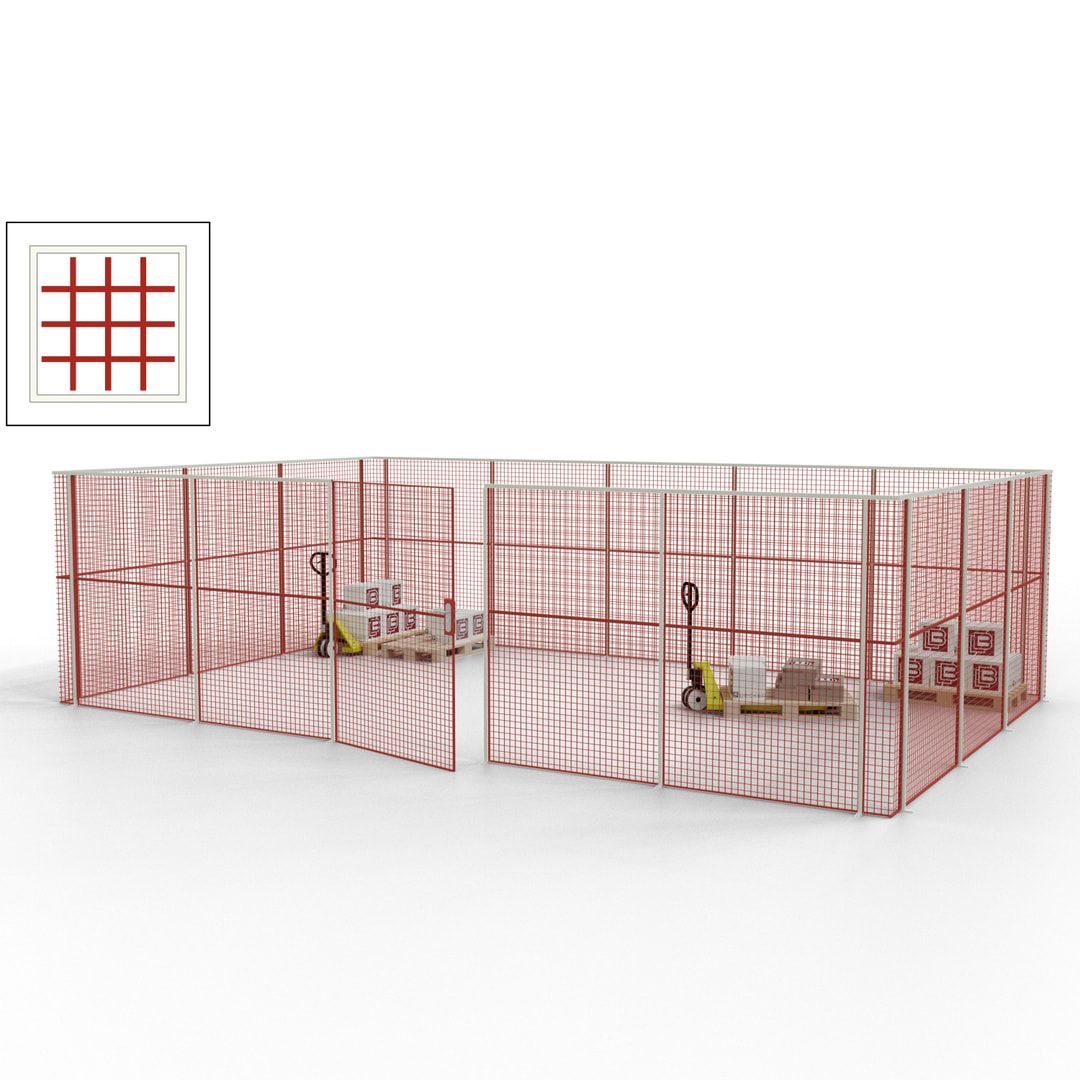 Maschinen Schutzgitter - Hallentrennwand - Sicherheitszaun - Tür - 22 m - 2.200 x 7.900 x 4.900 mm (HxBxT) - enzianblau