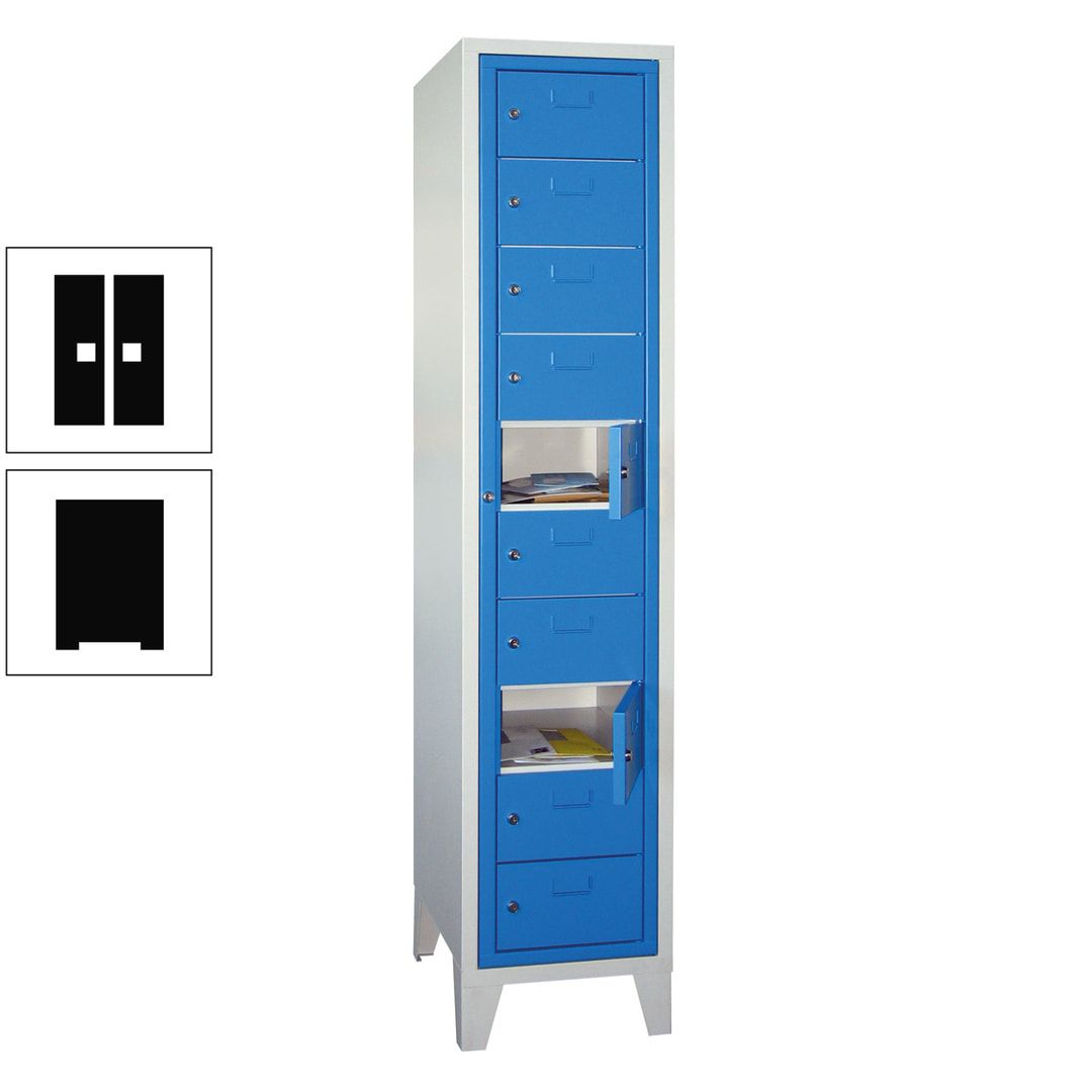 Schließfachschrank - Wäscheausgabeschrank - 10 Fächer a 315 mm - 1.850x400x500 mm (HxBxT) - Füße - Zylinderschloss - anthrazitgrau