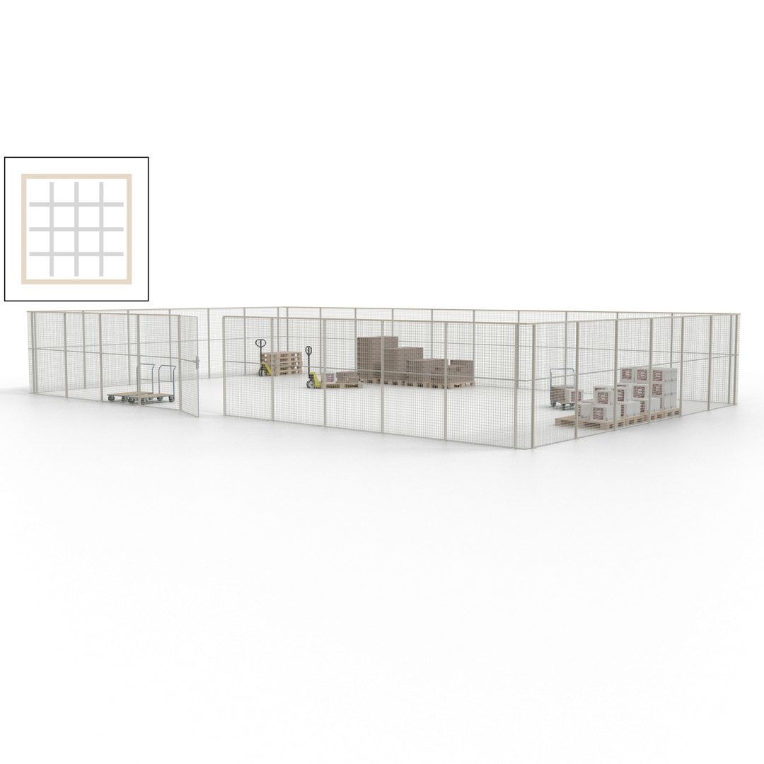 Maschinen Schutzgitter - Hallentrennwand - Sicherheitszaun - Tür - 48 m - 2.200 x 15.400 x 9.400 mm (HxBxT) - enzianblau