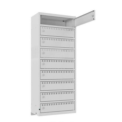 Akkuschrank, Batterieladeschrank, 9 Fächer, Überstromsicherung IP21, 1.325 x 550 x 300 mm (HxBxT), Korpusfarbe anthrazitgrau, Frontfarbe anthrazitgrau