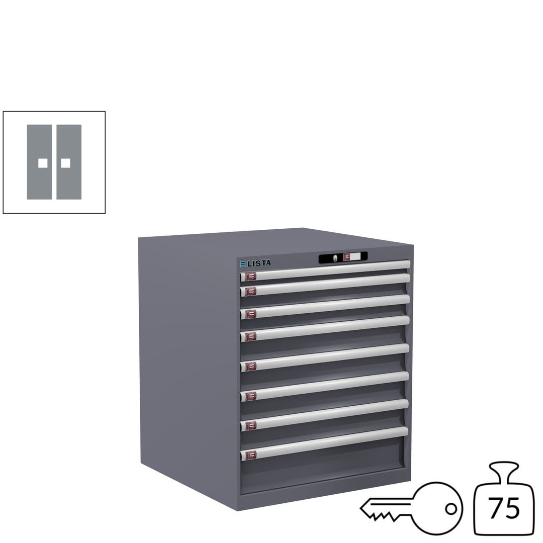 Lista Schubladenschrank - 14.408.010 - 850x717x725 mm (HxBxT) - 8 Schubladen - 75 kg - Key Lock - lichtblau (RAL 5012)