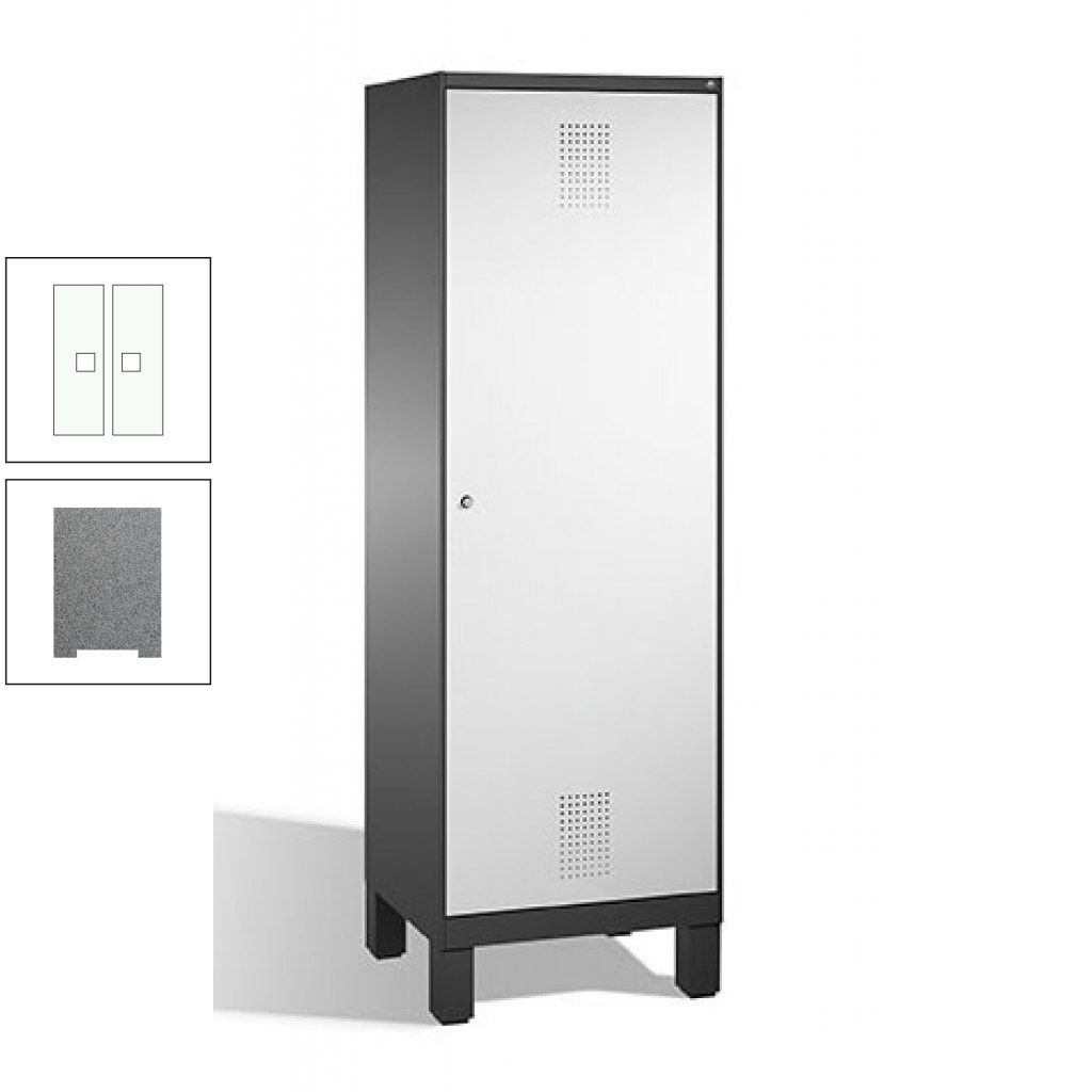 Doppel-Spind, Garderobenschrank, 1 Tür für 2 Abteile a 300 mm, Korpus anthrazitgrau, Türen anthrazitgrau, 1.850 x 600 x 500 mm (HxBxT)