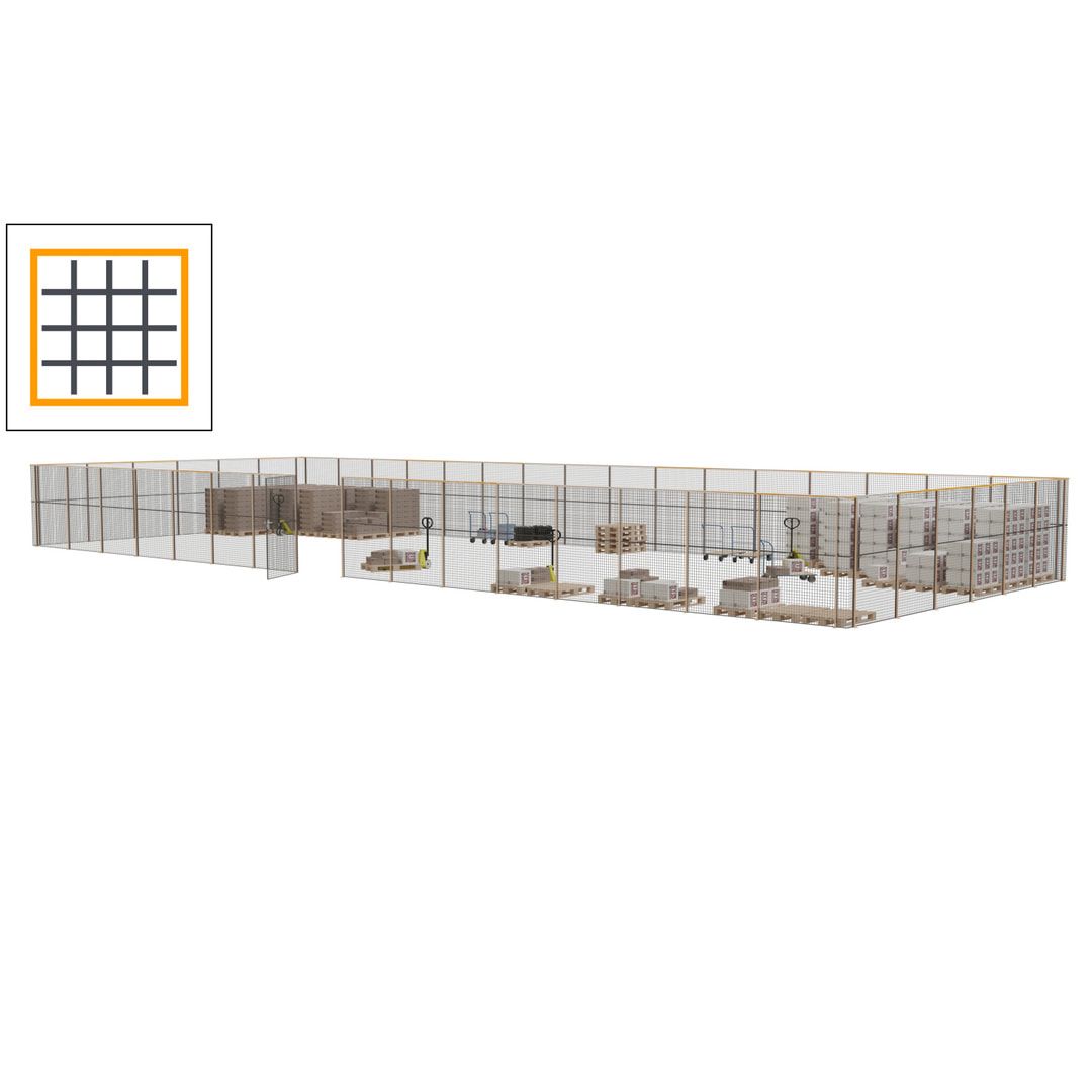 Maschinen Schutzgitter - Hallentrennwand - Sicherheitszaun - Tür - 66 m - 2.200 x 24.400 x 9.400 mm (HxBxT) - enzianblau