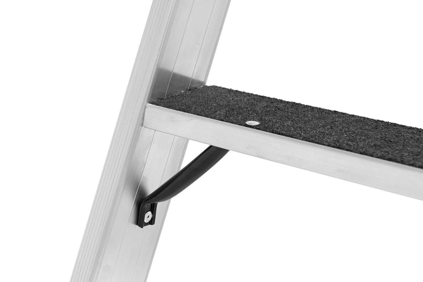 Plattformleiter mit langem Handlauf, zwei Kipprollen, Rutschhemmung R13, Ablage und Eimerhaken, Leiterlänge 1.950 mm, 4 Stufen, Traglast 150 kg, Hymer