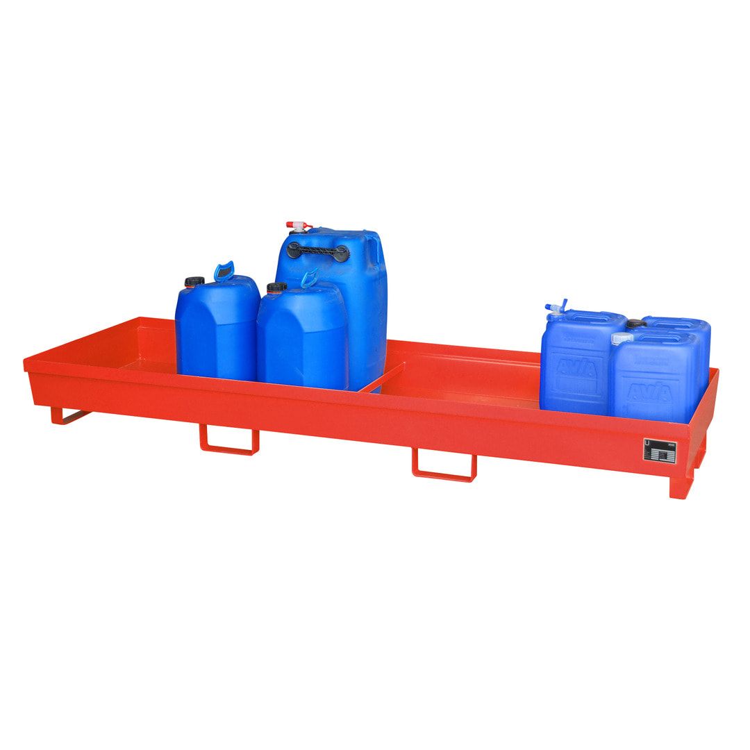 Ineinander stapelbare Auffangwanne - Stahl - 280 l Volumen - Breite 2.400 mm - feuerrot