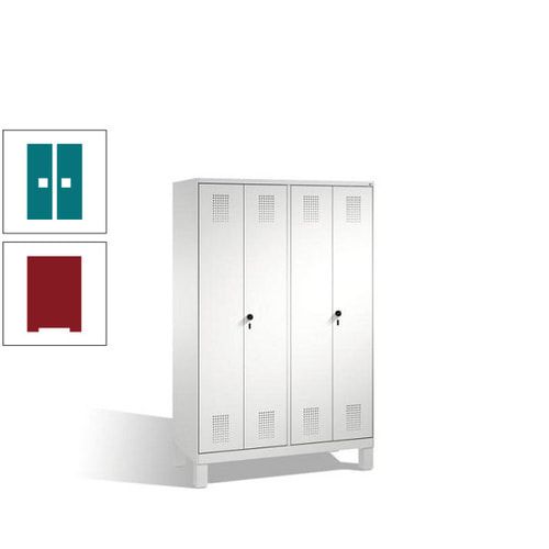 Doppel-Spind, Doppeltüren, Garderobenschrank mit Füßen, 4 Abteile a 300 mm, Korpus anthrazitgrau, Tür anthrazitgrau, 1.850 x 1.200 x 500 mm (HxBxT)