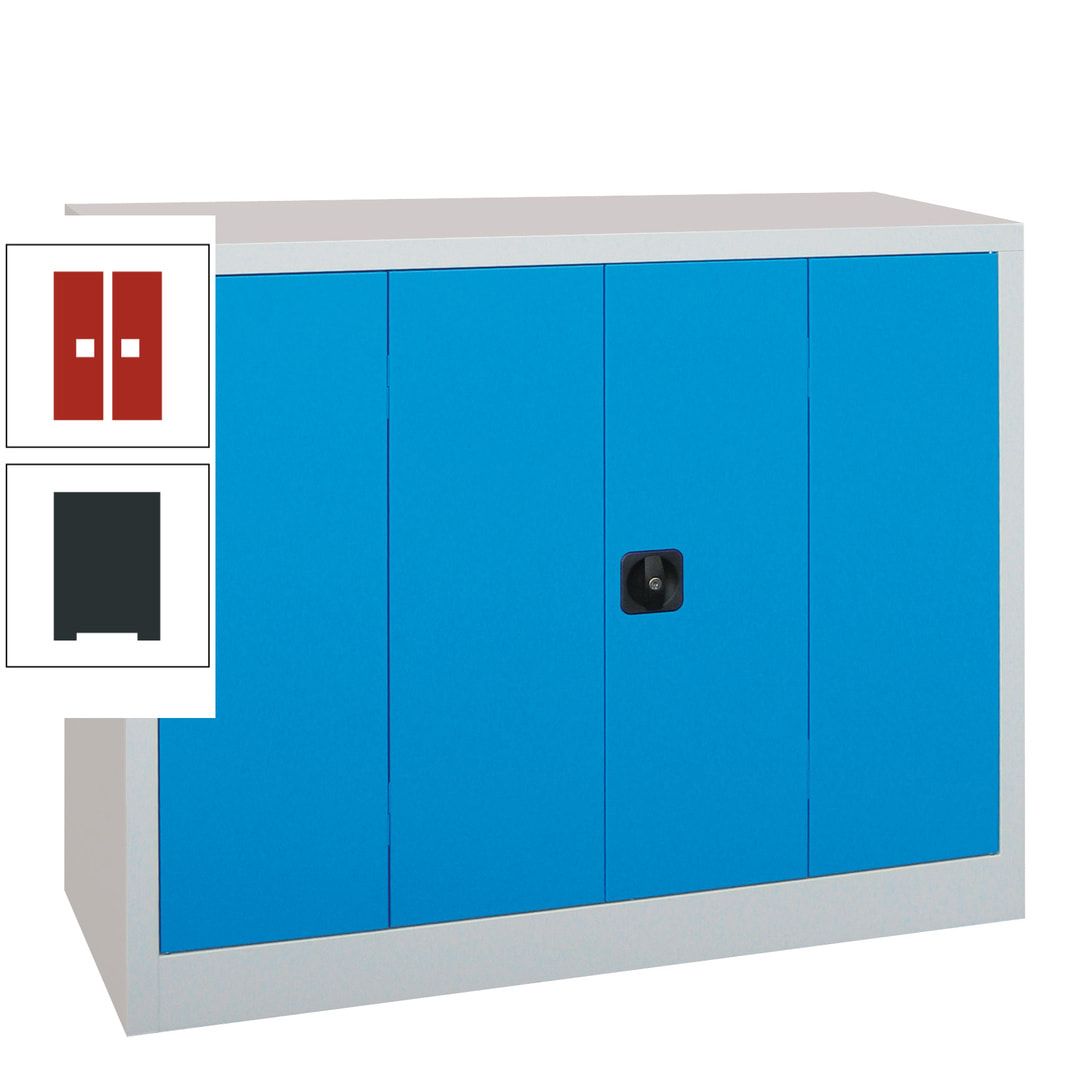 Falttürenschrank - 1.000x1.200x400 mm (HxBxT) - 2 Einlegeböden, gepulvert - Zylinderschloss - anthrazitgrau