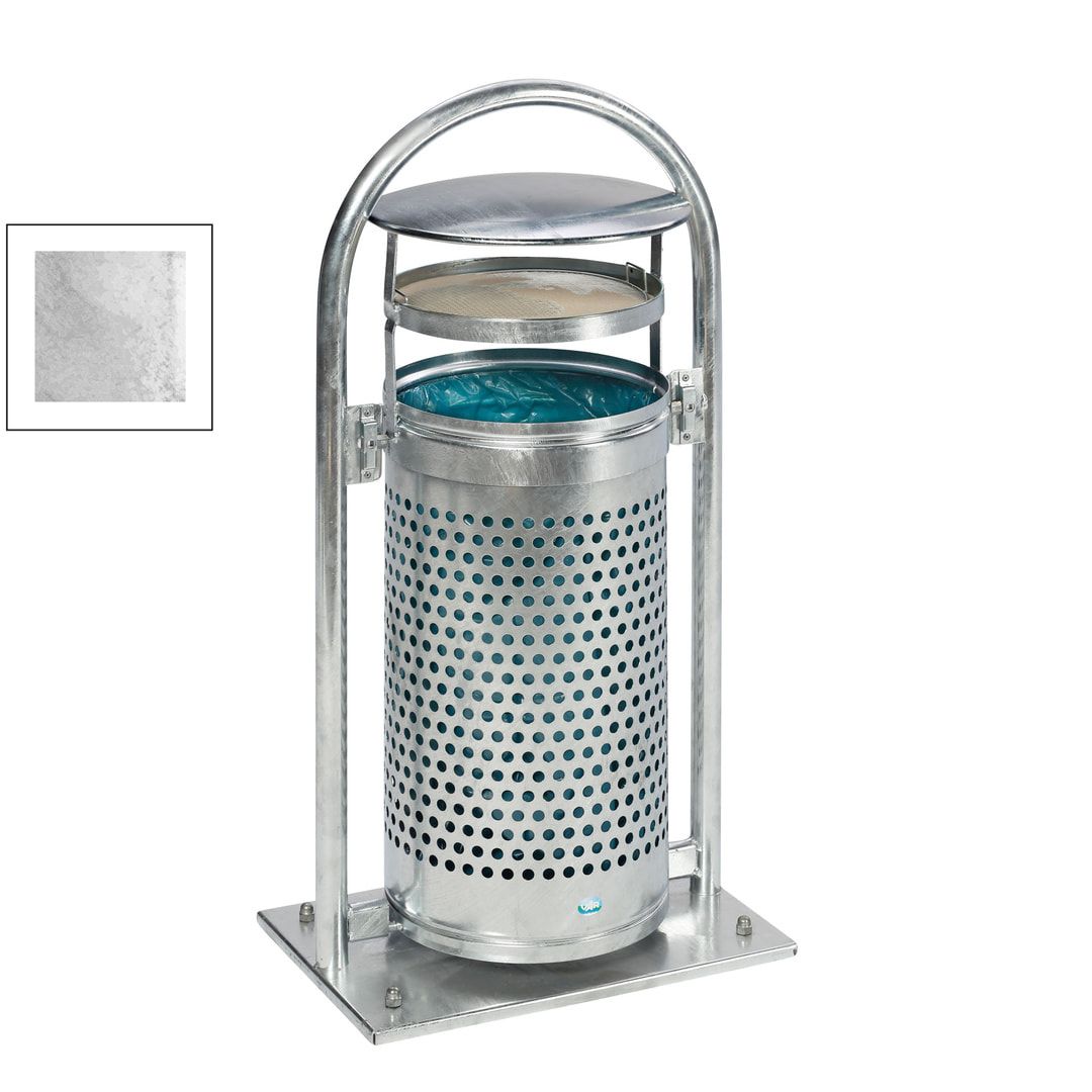Abfallbehälter mit Ascher - 65 l - für Außeneinsatz - 580x380x1280mm - blau/weiß