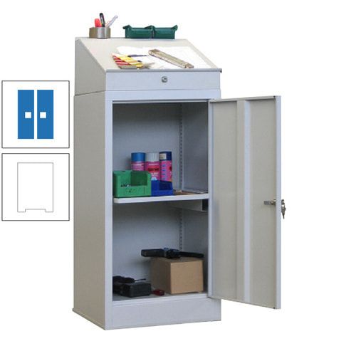 Stehpult mit Schrank - Vollblechtür - Zylinderschloss - 1 Ausziehboden - 1.270x500x500 mm (HxBxT) - anthrazitgrau