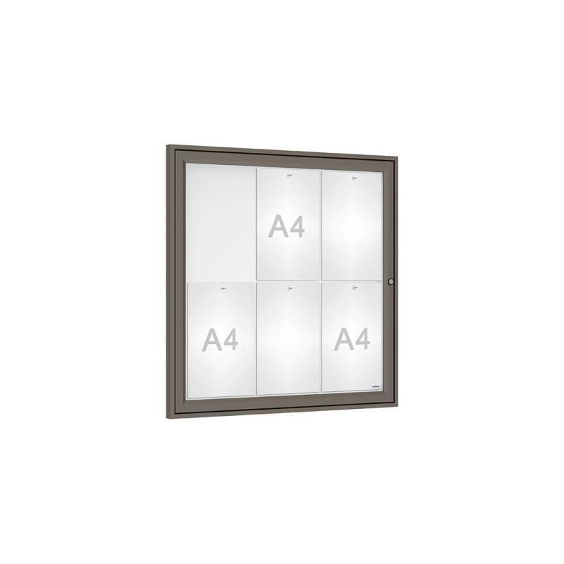 Schaukasten - Einflügeltür - 6xA4 - Querformat - 750 x 750 x 30 mm (HxBxT) - enzianblau - Infokasten - Präsentationsvitrine