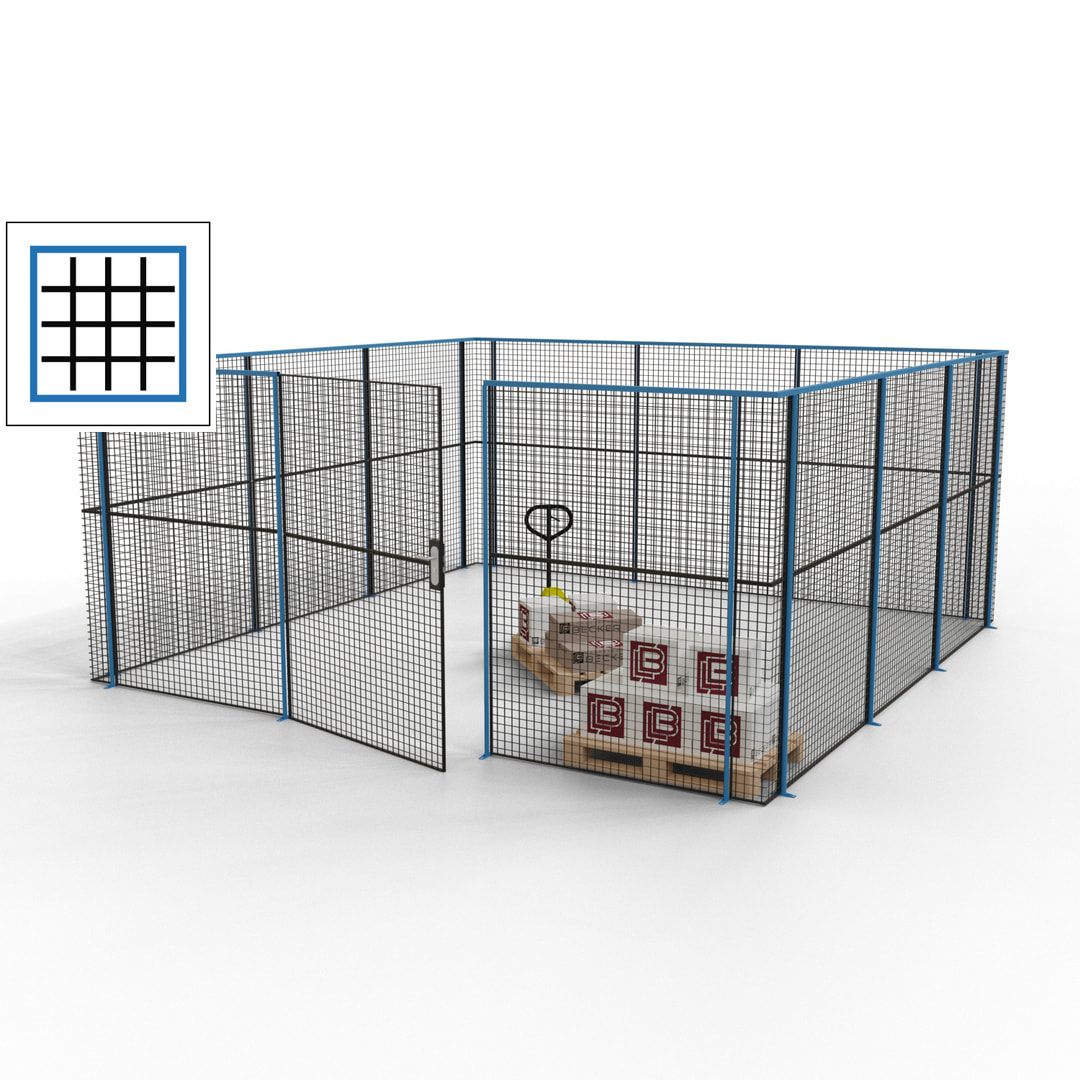 Maschinen Schutzgitter - Hallentrennwand - Sicherheitszaun - Tür - 18 m - 2.200 x 4.900 x 4.900 mm (HxBxT) - enzianblau