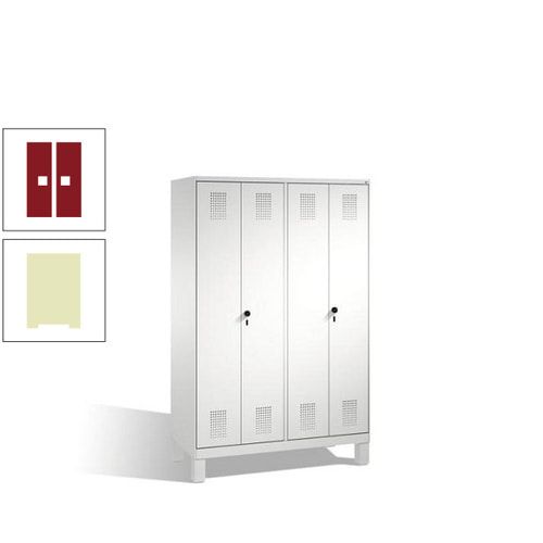 Doppel-Spind, Doppeltüren, Garderobenschrank mit Füßen, 4 Abteile a 300 mm, Korpus anthrazitgrau, Tür anthrazitgrau, 1.850 x 1.200 x 500 mm (HxBxT)