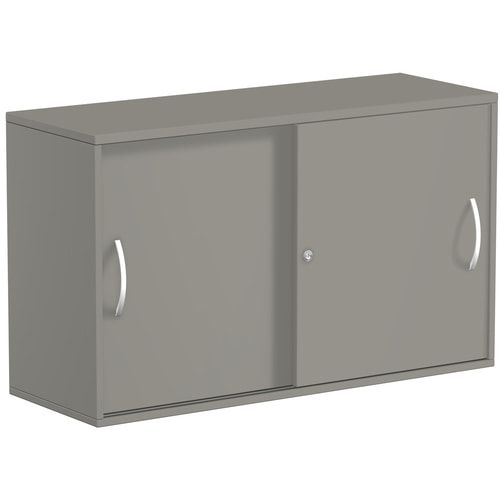 Anstell-Schiebetürenschrank, Holz, 2 Ordnerhöhen, Einlegeboden, Stellfüße, 720 x 1.000 x 425 mm (HxBxT), Frontfarbe Ahorn, Korpusfarbe Ahorn
