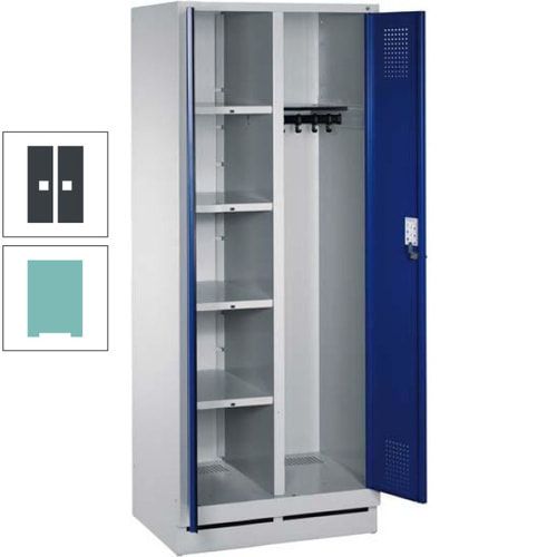Mehrzweckschrank, Doppeltüren, Füße, 2 Abteile a 300 mm, Korpus anthrazitgrau, Tür anthrazitgrau, 1.800 x 600 x 500 mm (HxBxT)
