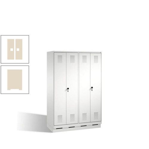 Doppel-Spind, Doppeltüren, Garderobenschrank mit Sockel, 4 Abteile a 300 mm, Korpus anthrazitgrau, Tür anthrazitgrau, 1.800 x 1.200 x 500 mm (HxBxT)