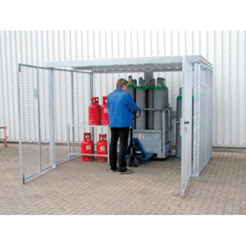 Gasflaschencontainer - für 104 220-mm-Flaschen - Doppelflügeltor - Dach