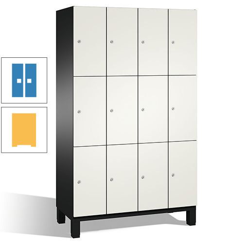 Fächerschrank, Stahlschrank, 12 Fächer, Türöffnungsbegrenzer, mit Füßen, Korpus lichtgrau, Tür anthrazitgrau, 1.980 x 1.200 x 525 mm (HxBxT)