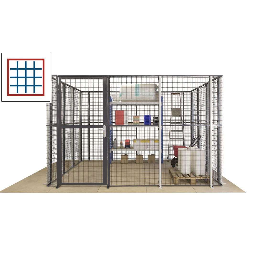 Maschinen Schutzgitter - Hallentrennwand - Sicherheitszaun - Tür - 108 m - 2.200 x 33.400 x 21.400 mm (HxBxT) - enzianblau