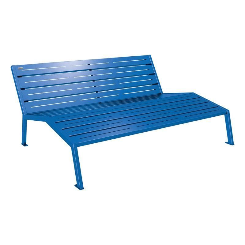 Liegestuhl aus Stahl - mit Rückenlehne - 808 x 1.800 mm (HxB) - Farbe enzianblau - Parkbank - Gartenbank