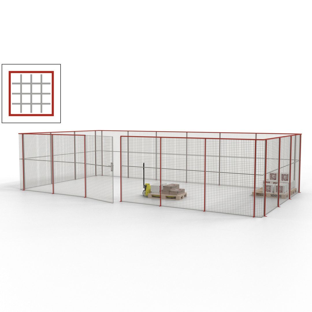 Maschinen Schutzgitter - Hallentrennwand - Sicherheitszaun - Tür - 27 m - 2.200 x 9.400 x 4.900 mm (HxBxT) - enzianblau