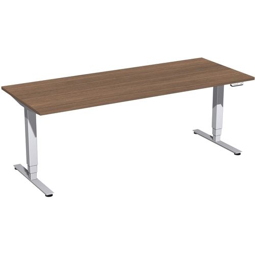 Schreibtisch, Elektro Pro+, elektronisch höhenverstellbar, 625-1.285 x 1.200 x 800 mm (HxBxT), Gestell silber, Dekor Buche