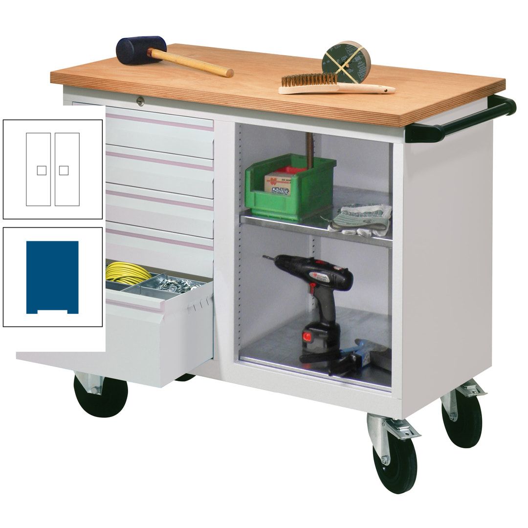 Mobile Werkbank - Werkstattwagen - 915 x 1.090 x 600 mm - 5 Schubladen und Ablagefach - anthrazitgrau