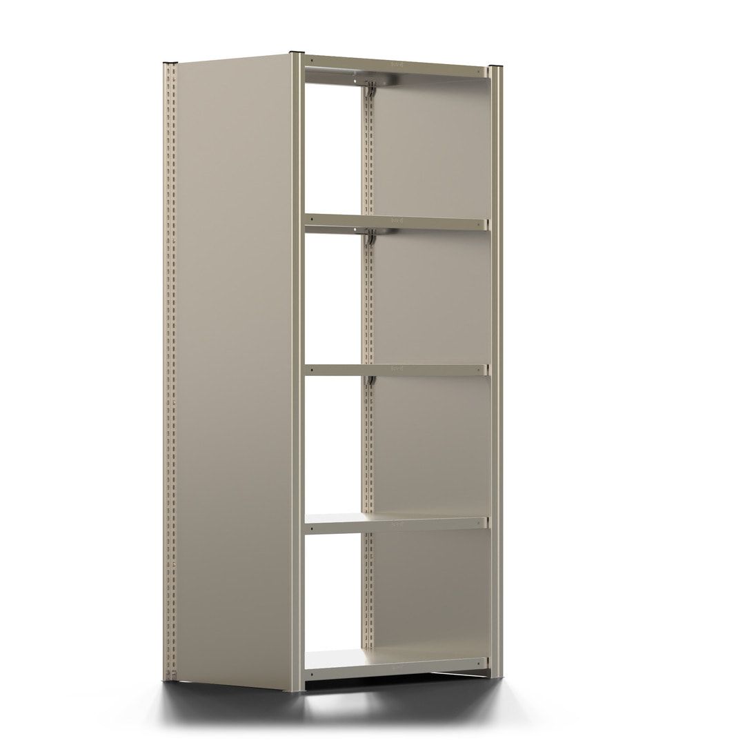Fachbodenregal mit Seitenwand - 350 kg - 2.000 x 875 x 600 mm (HxBxT) - Anbauregal - 5 Böden - verzinkt - Lagerregal - Steckregal - BERT