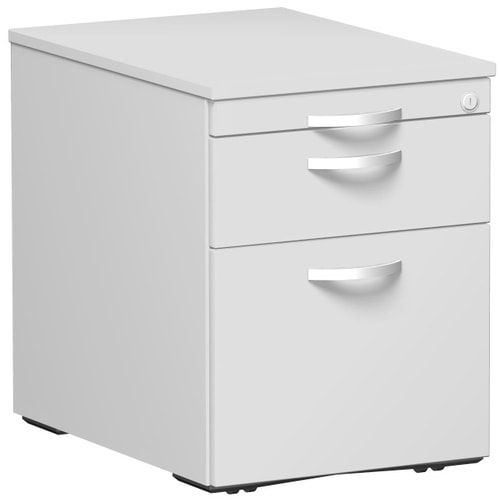 Rollcontainer, Metallschublade, Hängeregistratur, Utensilienfach, abschließbar, 565 x 438 x 600 mm (HxBxT), Frontfarbe Ahorn, Korpusfarbe Ahorn