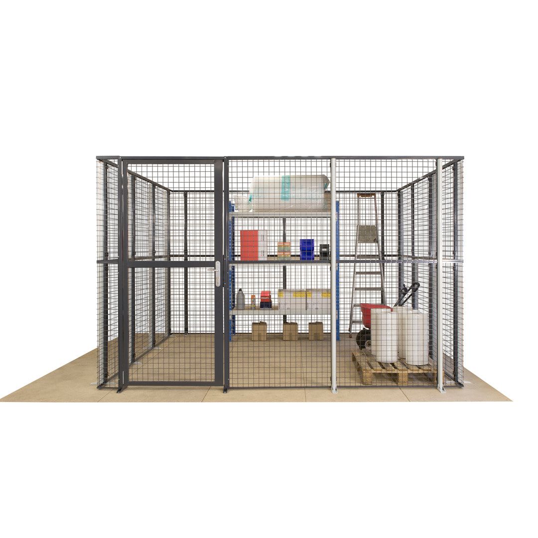 Maschinen Schutzgitter - Hallentrennwand - Sicherheitszaun - Tür - 108 m - 2.200 x 33.400 x 21.400 mm (HxBxT) - enzianblau