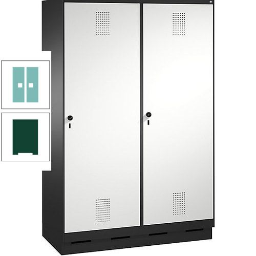 Doppel-Spind, Garderobenschrank, 2 Türen für 4 Abteile a 300 mm, Korpus anthrazitgrau, Türen anthrazitgrau, 1.800 x 1.200 x 500 mm (HxBxT)