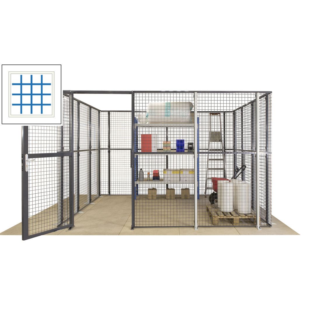 Maschinen Schutzgitter - Hallentrennwand - Sicherheitszaun - Tür - 72 m - 2.200 x 21.400 x 15.400 mm (HxBxT) - enzianblau