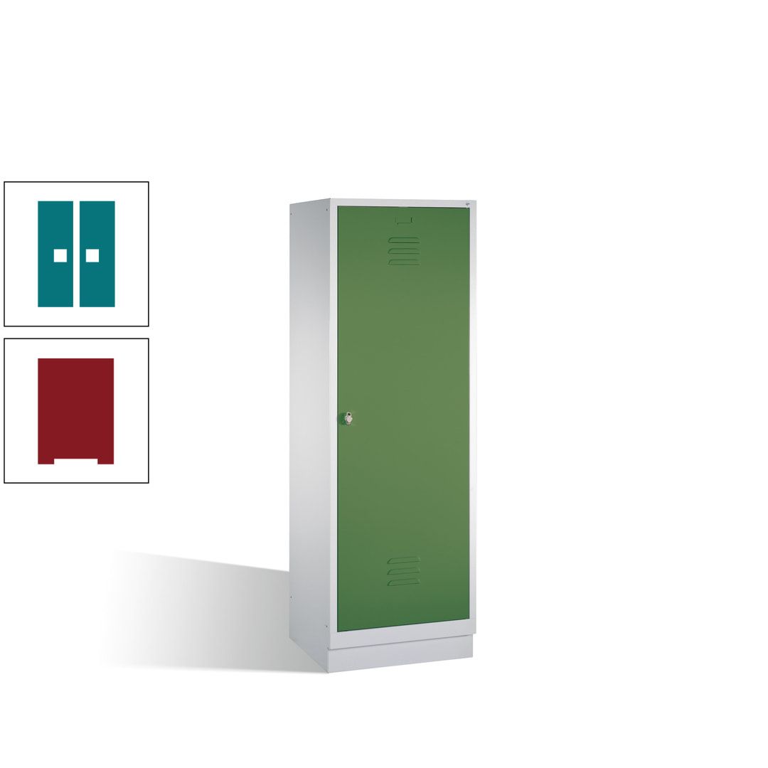 Doppel-Spind mit Großtür, Garderobenschrank mit Sockel, 2 Abteile a 300 mm, Korpus anthrazitgrau, Tür anthrazitgrau, 1.800 x 610 x 500 mm (HxBxT)