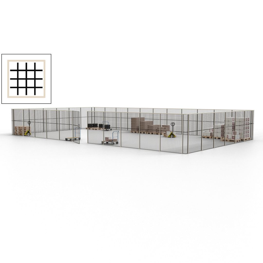 Maschinen Schutzgitter - Hallentrennwand - Sicherheitszaun - Tür - 51 m - 2.200 x 16.900 x 9.400 mm (HxBxT) - enzianblau
