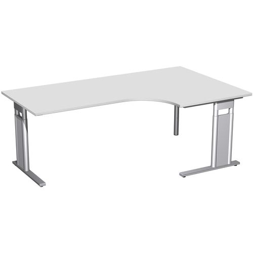Eckschreibtisch, Eckteil 800 mm, rechts, Füße einseitig verkürzt, C-Fuß Pro, höhenverstellbar, 680-820 x 1.600 x 1.200 mm (HxBxT), Dekor Ahorn
