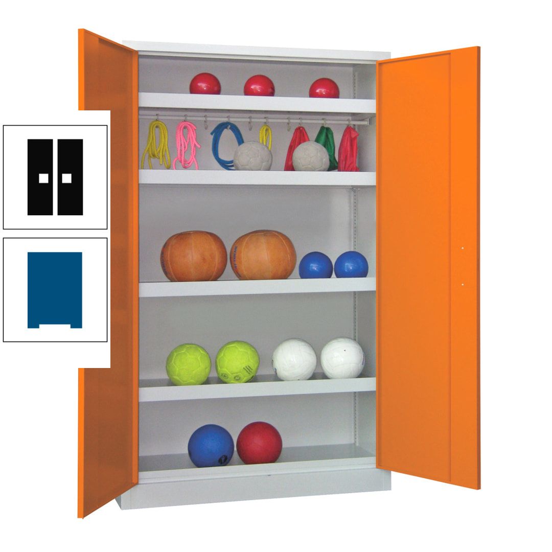 Ballschrank - Vollblechtüren - 4 Böden - 1 Hakenleiste - 1.950x1.200x500 mm (HxBxT) - anthrazitgrau