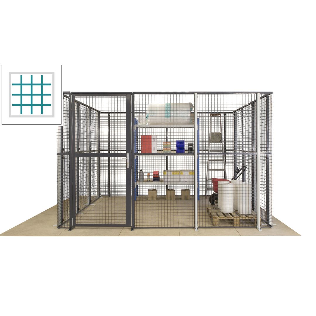 Maschinen Schutzgitter - Hallentrennwand - Sicherheitszaun - Tür - 108 m - 2.200 x 33.400 x 21.400 mm (HxBxT) - enzianblau