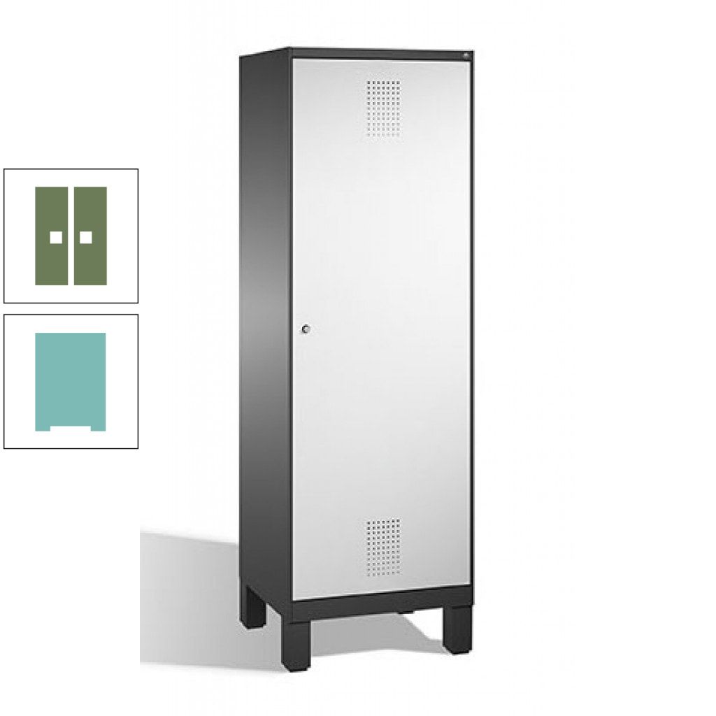 Doppel-Spind, Garderobenschrank, 1 Tür für 2 Abteile a 300 mm, Korpus anthrazitgrau, Türen anthrazitgrau, 1.850 x 600 x 500 mm (HxBxT)