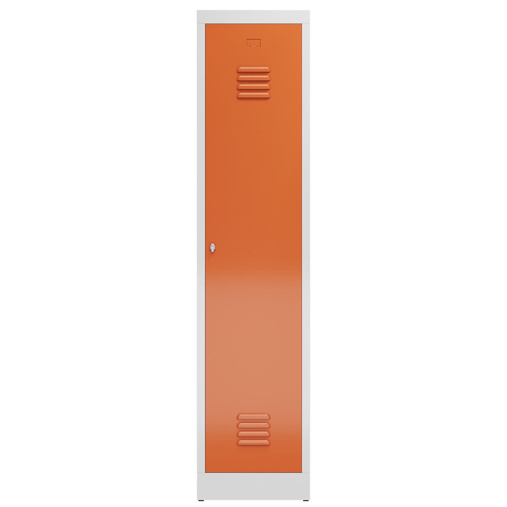 Garderobenschrank, Garderobenspind, 1 Abteil, Abteiltrennwand, 1.800 x 415 x 500 mm (HxBxT), Stahl, Drehriegel, Korpus: lichtgrau, Front: anthrazit
