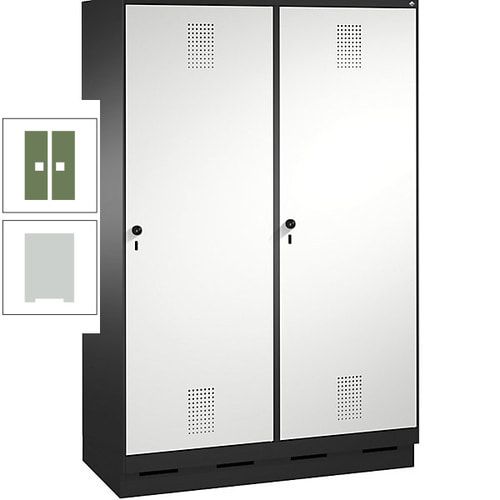 Doppel-Spind, Garderobenschrank, 2 Türen für 4 Abteile a 300 mm, Korpus anthrazitgrau, Türen anthrazitgrau, 1.800 x 1.200 x 500 mm (HxBxT)
