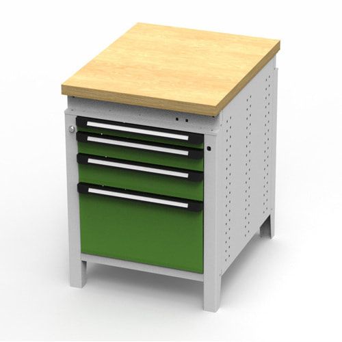 OTTOKIND Werkbank - Arbeitsplatte bündig - 850 x 605 x 750 mm (HxBxT) - 4 Schubladen - 60:1 / 90:1 / 120:1 / 300:1 - lichtgrau / anthrazitgrau