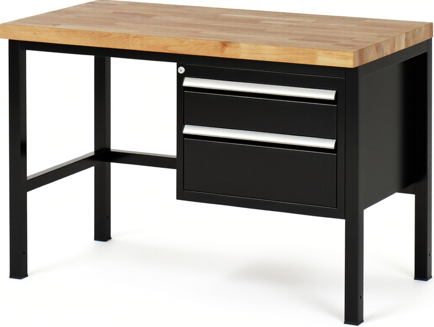 Werkbank - 2 Schubladen - Teilauszug - 150:1 / 210:1 - Höhe 840-1.040 mm - 1.250 x 700 mm - 1.250 kg - Buche - Anthrazitgrau