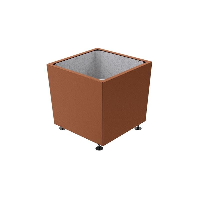 Pflanzkübel, 2 mm Stahlblech fvz, innen Blech feuerverzinkt mit Verladungsgriffen, verstellbare Füße, 760 x 785 x 785 mm (HxBxT), enzianblau