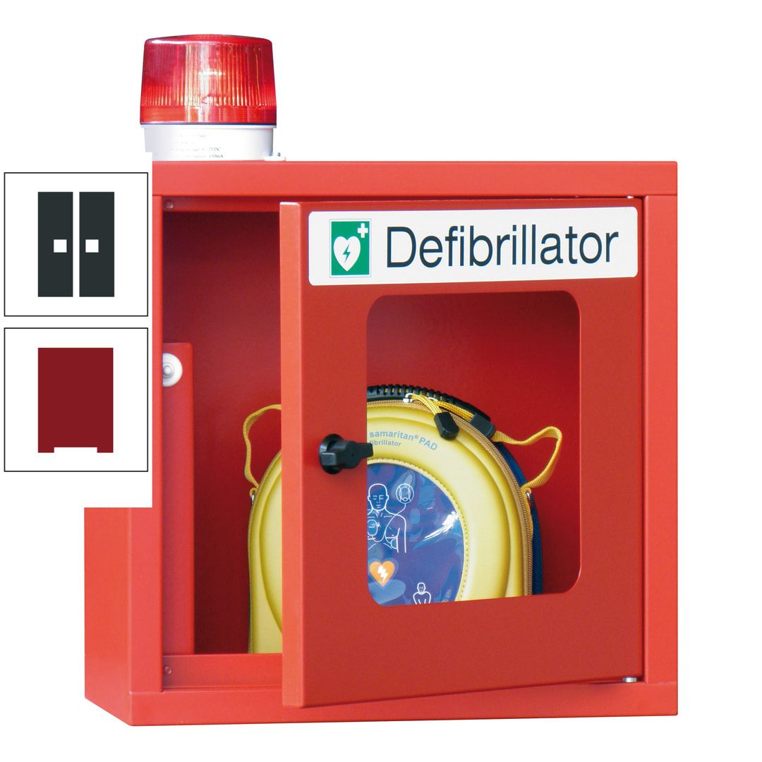 Defibrillatorenschrank mit akustischem und optischem Alarm - 490 x 400 x 200 mm (HxBxT) - Sichtfenster - anthrazitgrau