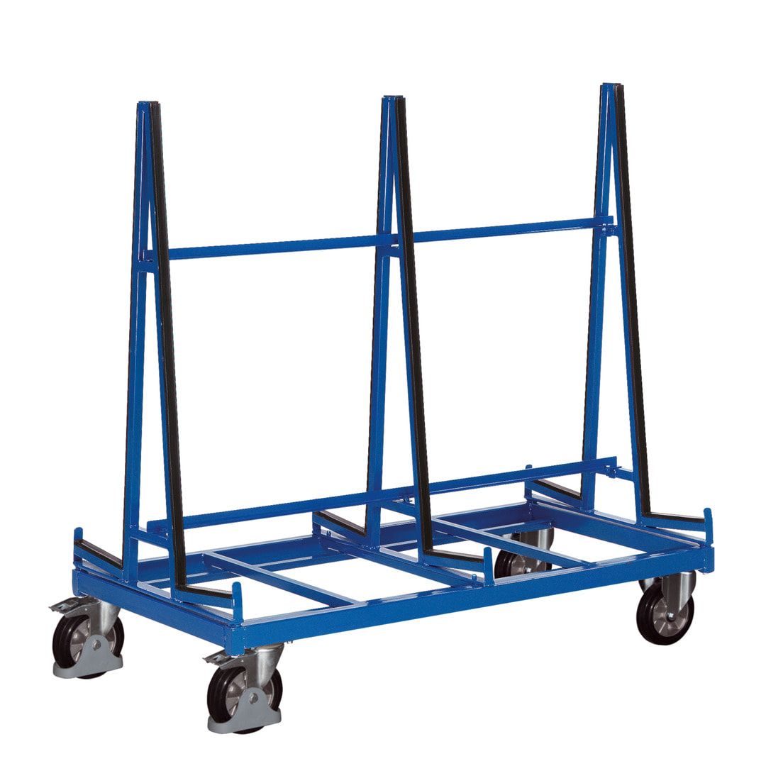 Plattenwagen, Glas Transportwagen, Ladeflächen 1.380 x 270 mm (BxT), Traglast 1.200 kg, beidseitig, Transport von Platten, Scheiben, Fenstern, Türen