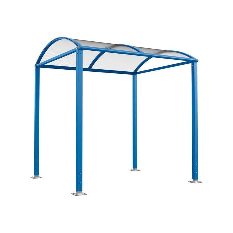 Fahrradunterstand, Fahrradüberdachung, Erweiterung, LED Beleuchtung, 2.635 x 2.500 x 2.090 mm (HxBxT), auf Bodenplatten, Regenrinne, Farbe enzianblau