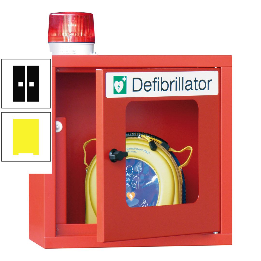 Defibrillatorenschrank mit akustischem und optischem Alarm - 490 x 400 x 200 mm (HxBxT) - Sichtfenster - anthrazitgrau