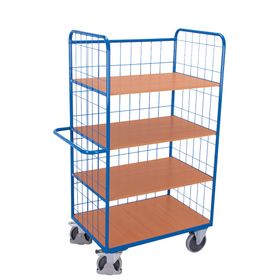 Etagenwagen - Drahtgitter - 4 Etagen - 3 klappbare Böden - Ladefläche wählbar - Traglast 500 kg