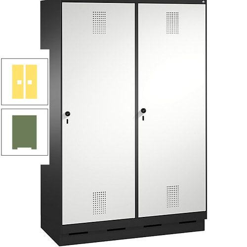 Doppel-Spind, Garderobenschrank, 2 Türen für 4 Abteile a 300 mm, Korpus anthrazitgrau, Türen anthrazitgrau, 1.800 x 1.200 x 500 mm (HxBxT)