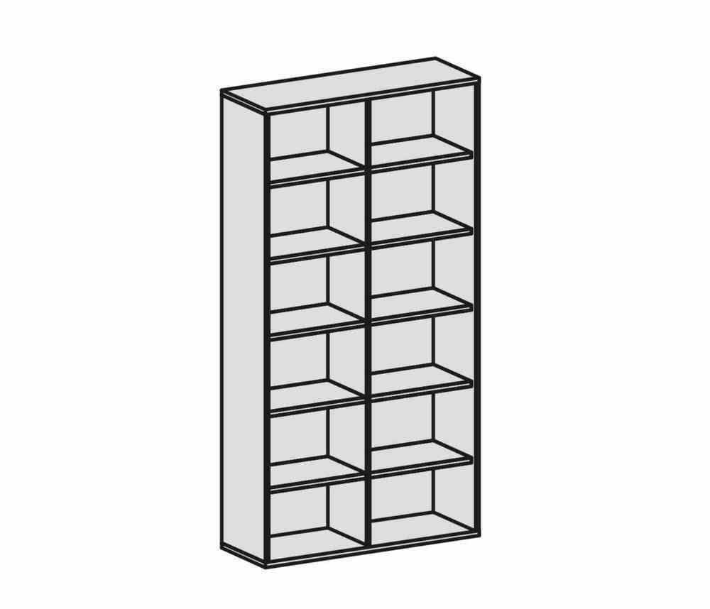 Büroregal, 6 Ordnerhöhen, Metallsockel/Standfüße, Dreischicht-Feinspan, 10 Einlegeböden, 2.304 x 1.200 x 425 mm (HxBxT), Dekor Ahorn
