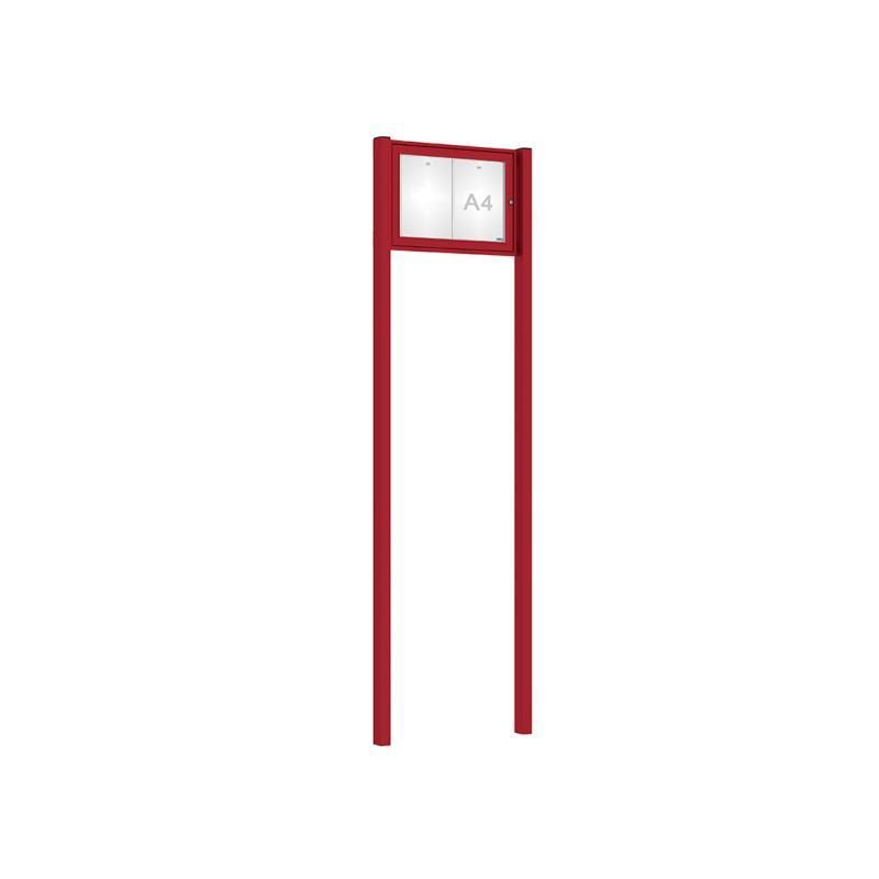 Pfosten-Set (2 Endpfosten) für Schaukasten mit Doppelflügeltür - Höhe 2.600 mm - Einbetonieren - Farbe purpurrot